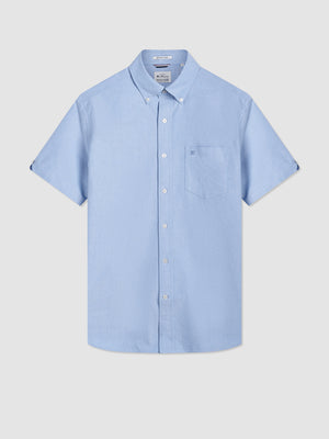 Short Sleeve Brighton Oxford Organic Shirt - Pale Blue