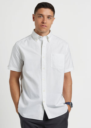 Short Sleeve Brighton Oxford Organic Shirt - White