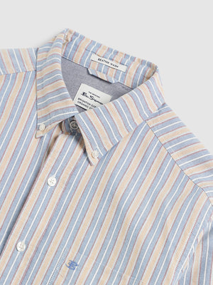 Brighton Oxford Organic Stripe Shirt - Collegiate Blue Multi Stripe