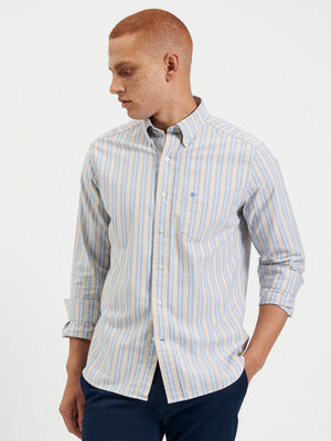 Brighton Oxford Organic Stripe Shirt - Collegiate Blue Multi Stripe