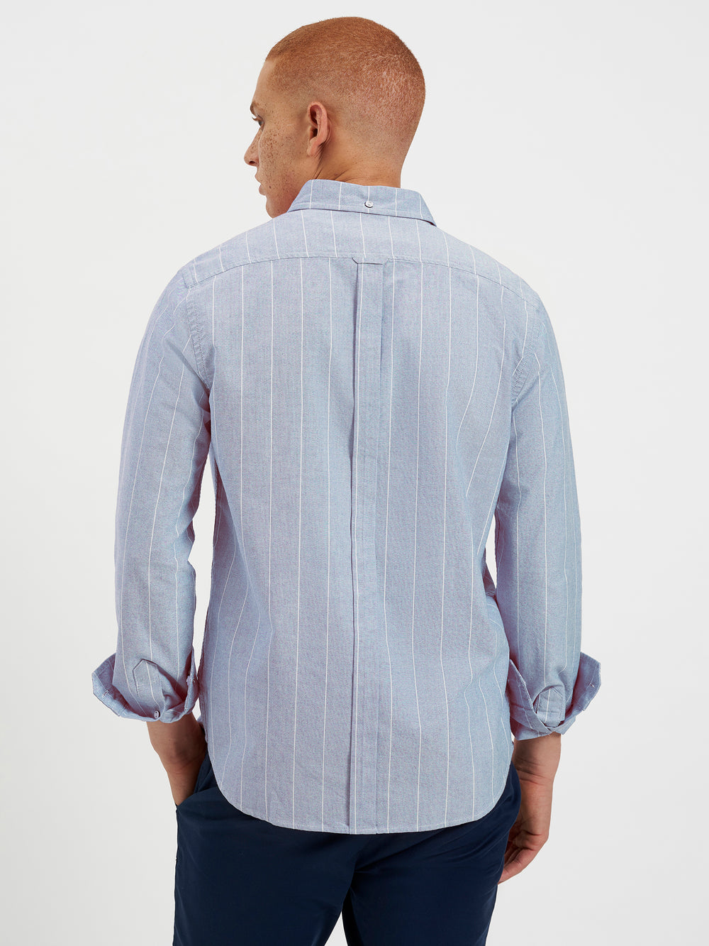 Brighton Oxford Organic Stripe Shirt - Ocean Blue Chalk Stripe