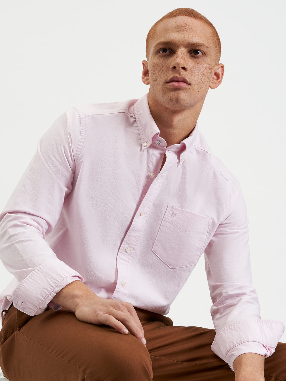 Ben Sherman, Brighton Oxford Shirt, Men's Pink Oxford Shirt, commuter button down, pink, side profile