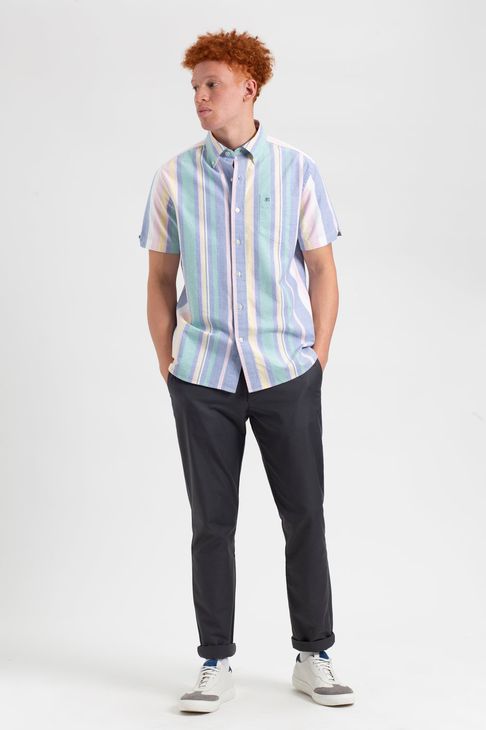 Short Sleeve Brighton Oxford Organic Stripe Shirt - Ben Sherman