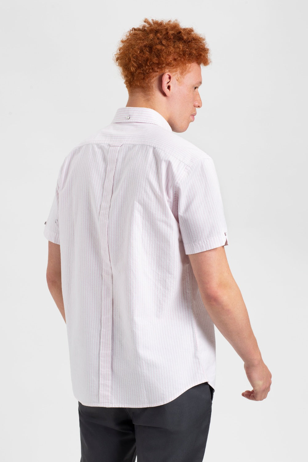 Short Sleeve Brighton Oxford Organic Shirt - Pink Bengal Stripe