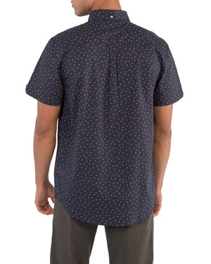 Short-Sleeve Shadow Spot Print Shirt - Black