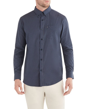 Long-Sleeve Classic Gingham Shirt - Navy Blazer