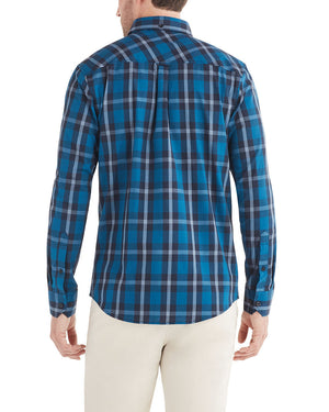 Long-Sleeve Traditional Plaid Shirt - Lake Blue