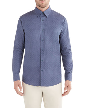 Long-Sleeve Clipped X Dobby Shirt - Indigo