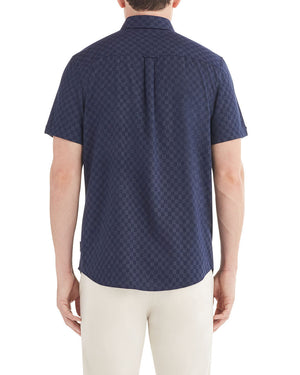Short-Sleeve Dash Dot Checkerboard Shirt - Midnight