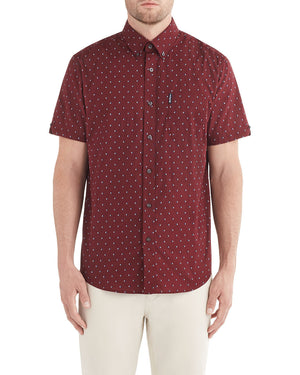 Short-Sleeve Multi-Spot Stripe Print Shirt - Tawny Port