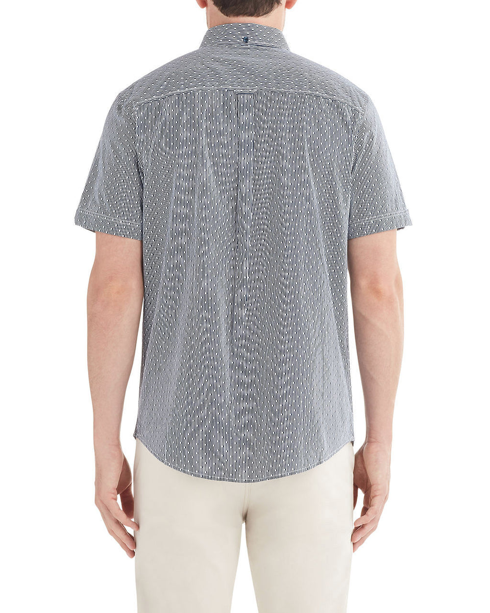 Short-Sleeve Polka Stripe Print Shirt - White