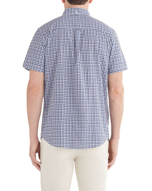 Short-Sleeve Check Dobby Shirt - Blue