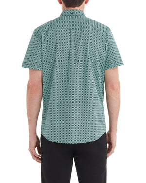 Short-Sleeve Checkerboard Print Shirt - Mint