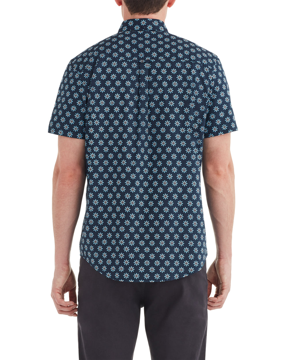 Short-Sleeve Floral Target Print Shirt - Dark Navy