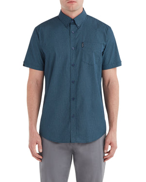 Short-Sleeve Micro Paisley Shirt - Dark Navy