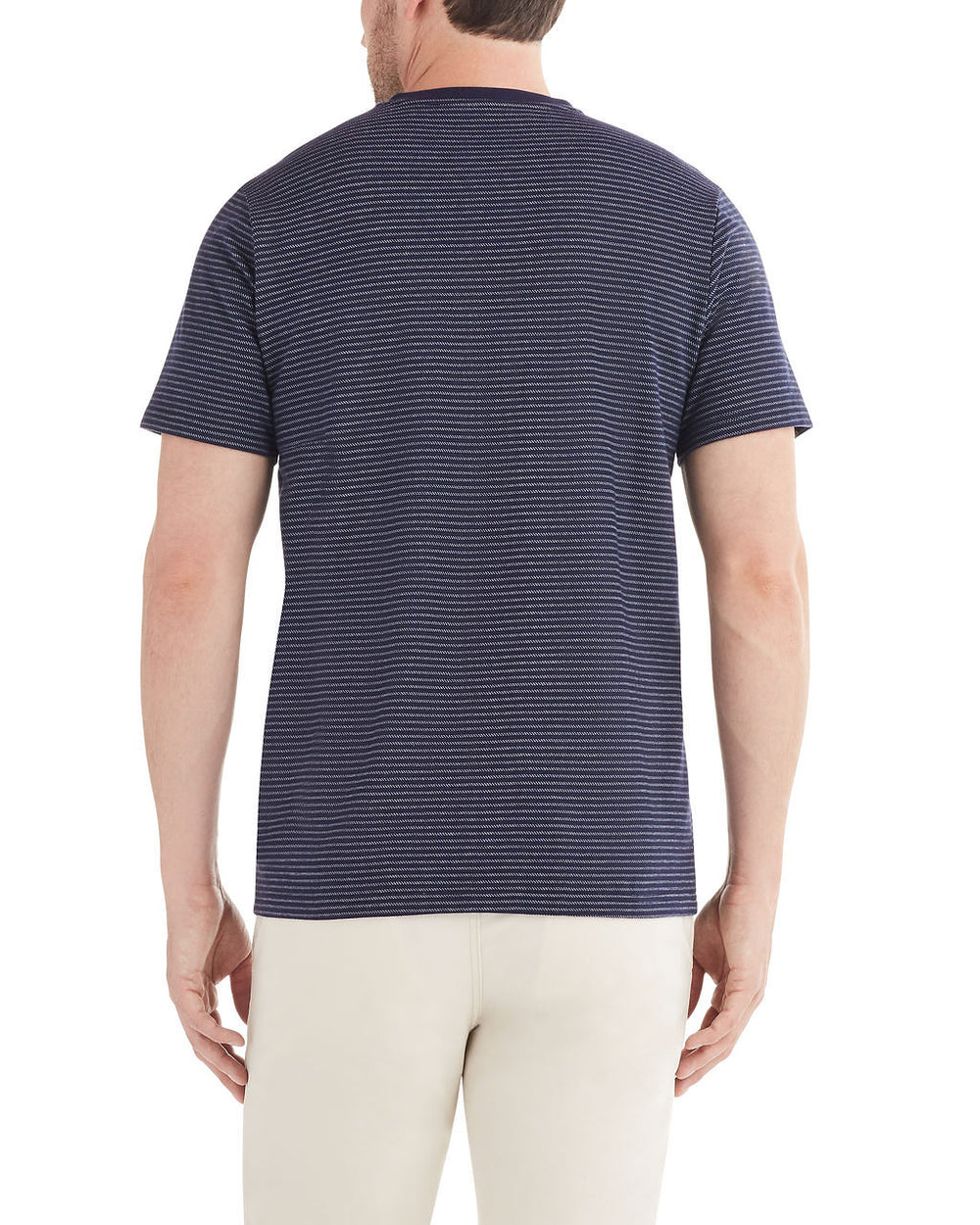 Birdseye Stripe Henley T-Shirt - Navy