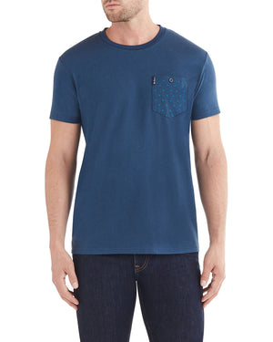Dot Stripe Pocket Print Styled T-Shirt - Navy