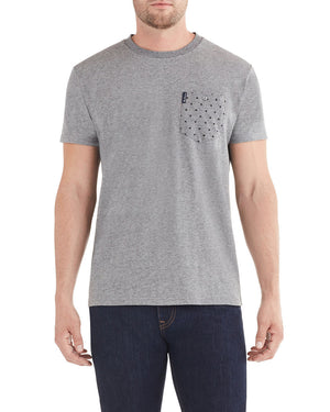 Dot Stripe Pocket Print Styled T-Shirt - Grey
