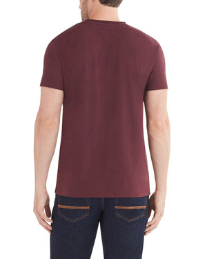 Dot Stripe Pocket Print Styled T-Shirt - Wine