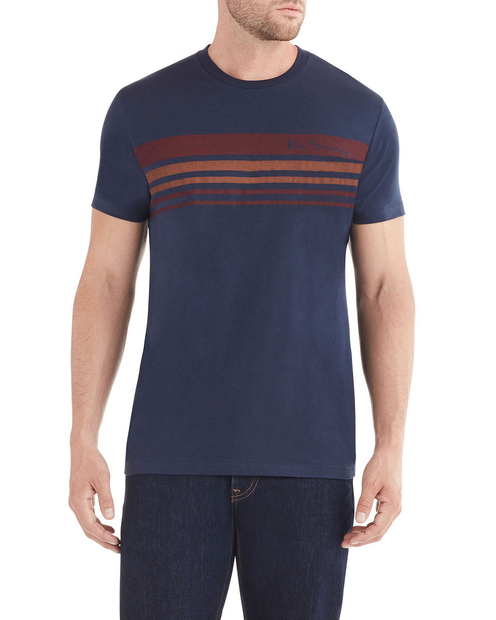 Ombre Stripe Print Styled T-Shirt - Navy