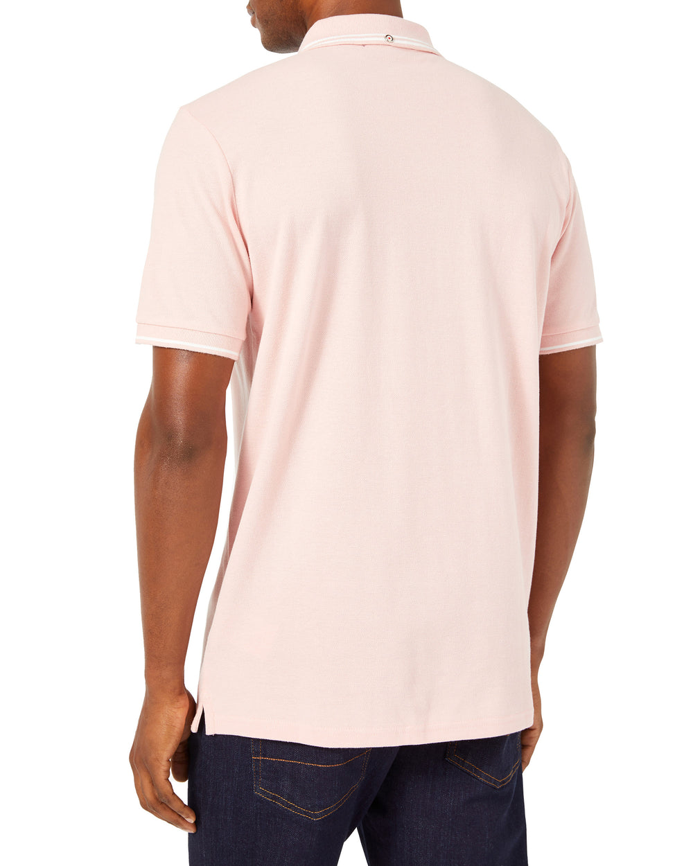 Script Tipped Pique Polo Shirt - Light Pink/White