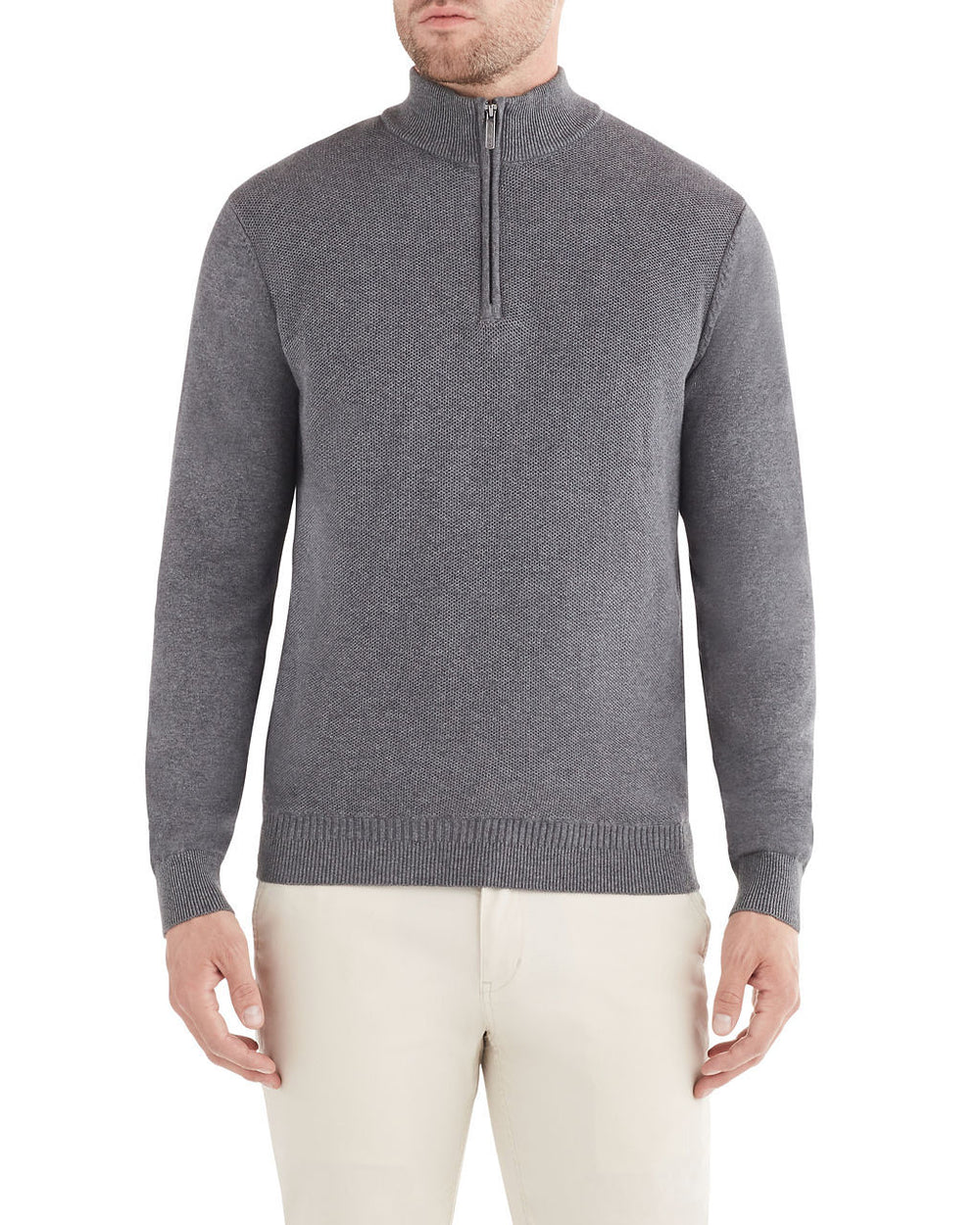 Quarter-Zip Pullover Sweater - Grey