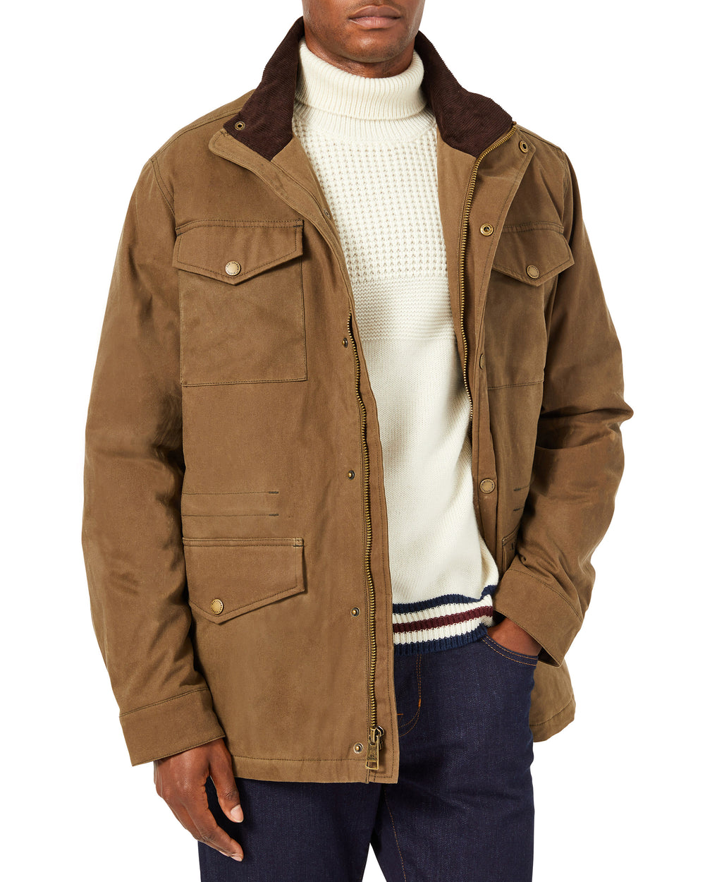Men's Coated Cotton Field Jacket - Bark
