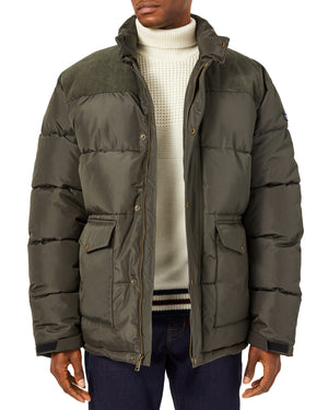 Men's Sherpa Stand Collar Puffer with Corduroy - Bark