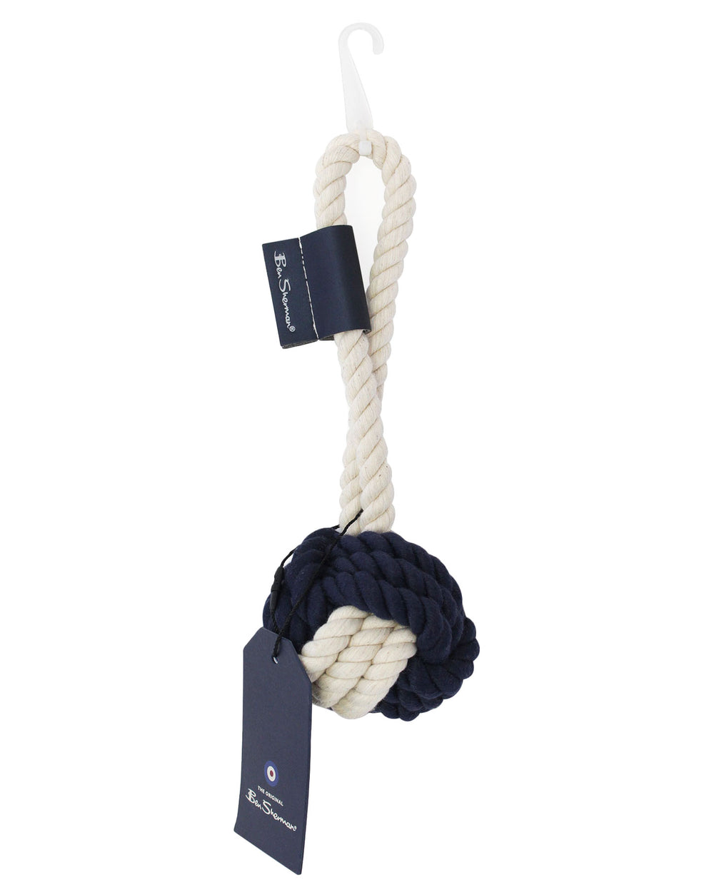 Medium Rope Ball with Loop Dog Toy - Navy & Cream