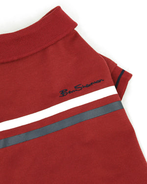 Striped Dog Polo Shirt - Red