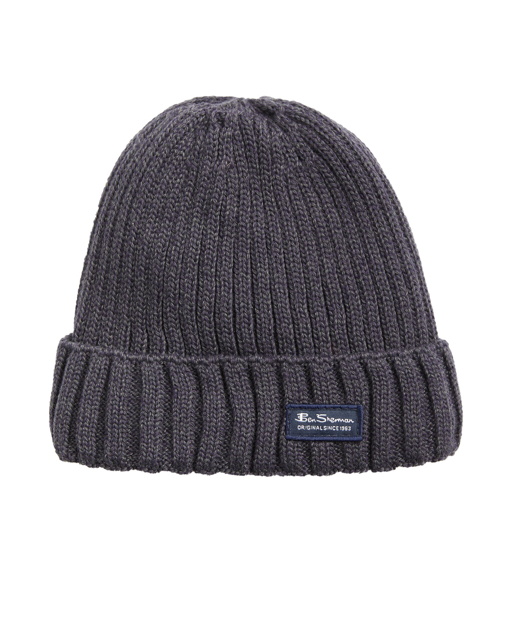 Men's Ribbed Hat with Thermal Plush Lining - Blue