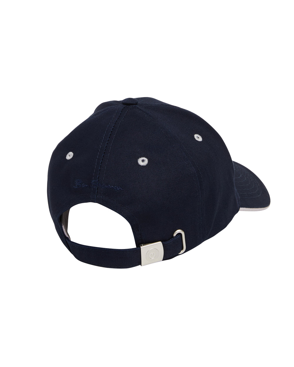 Contrast-Tipped Embroidered Baseball Hat - Navy