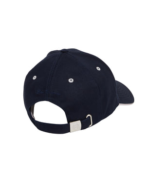 Contrast-Tipped Embroidered Baseball Hat - Navy