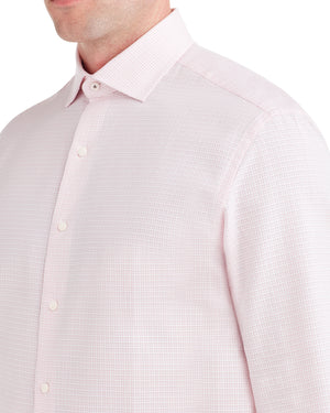 Pink Dobby Gingham Slim Fit Dress Shirt