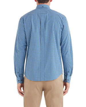 Long-Sleeve Gingham Shirt - Cobalt