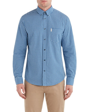 Long-Sleeve Gingham Shirt - Cobalt