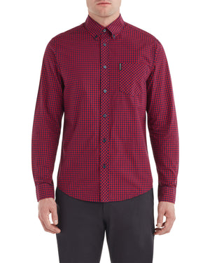 Long-Sleeve Gingham Shirt - Red