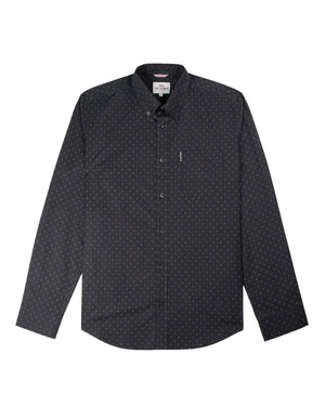 Long-Sleeve Polka Dot Print Shirt - True Black