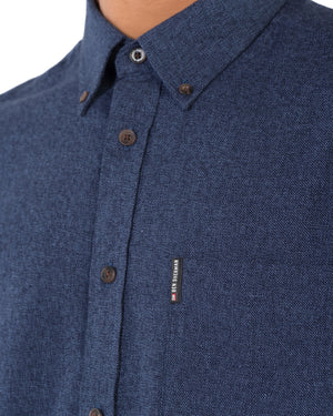 Long-Sleeve Twisted Brushed Shirt - Blue
