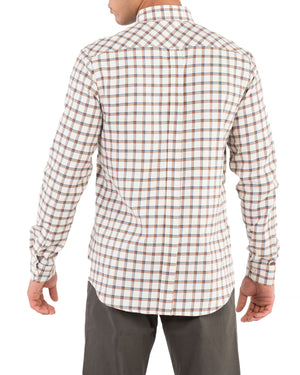Long-Sleeve Reverse Twill Check Shirt - Beige