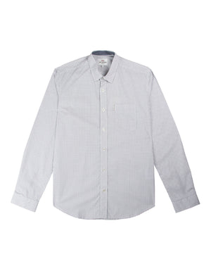 Long-Sleeve Retro Geo Print Shirt - Off White