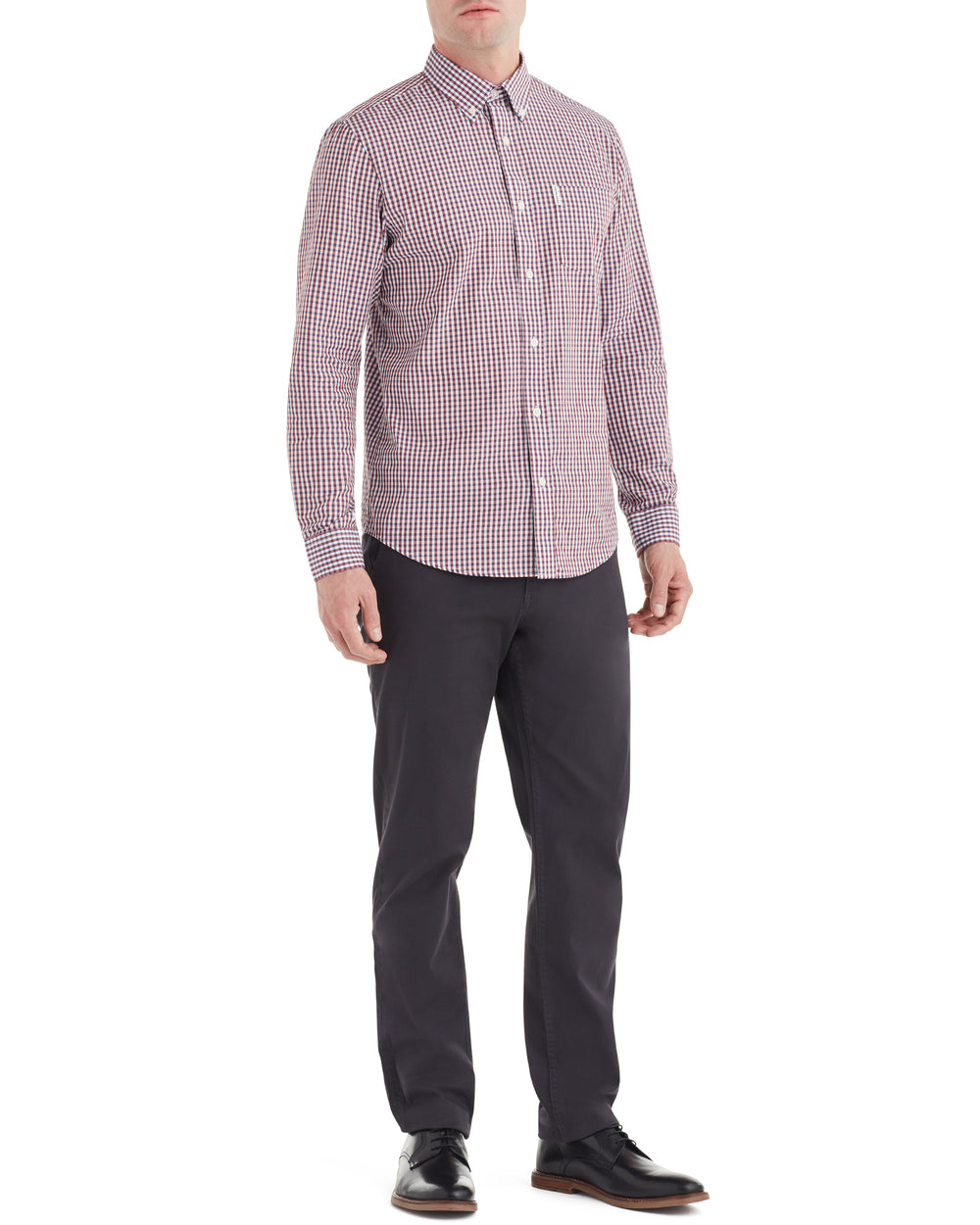 Long-Sleeve Classic Gingham Shirt - Sky