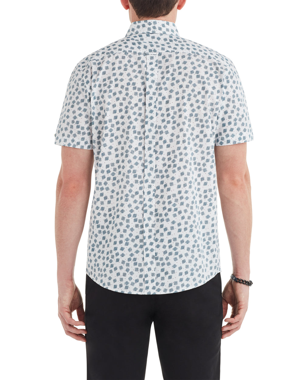Short-Sleeve Scattered Scratch Printed Shirt - Snow White