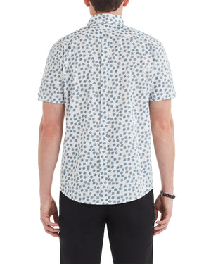 Short-Sleeve Scattered Scratch Printed Shirt - Snow White