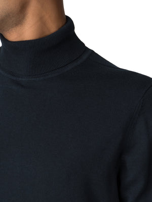 Fine Gauge Roll Neck Sweater - Dark Navy