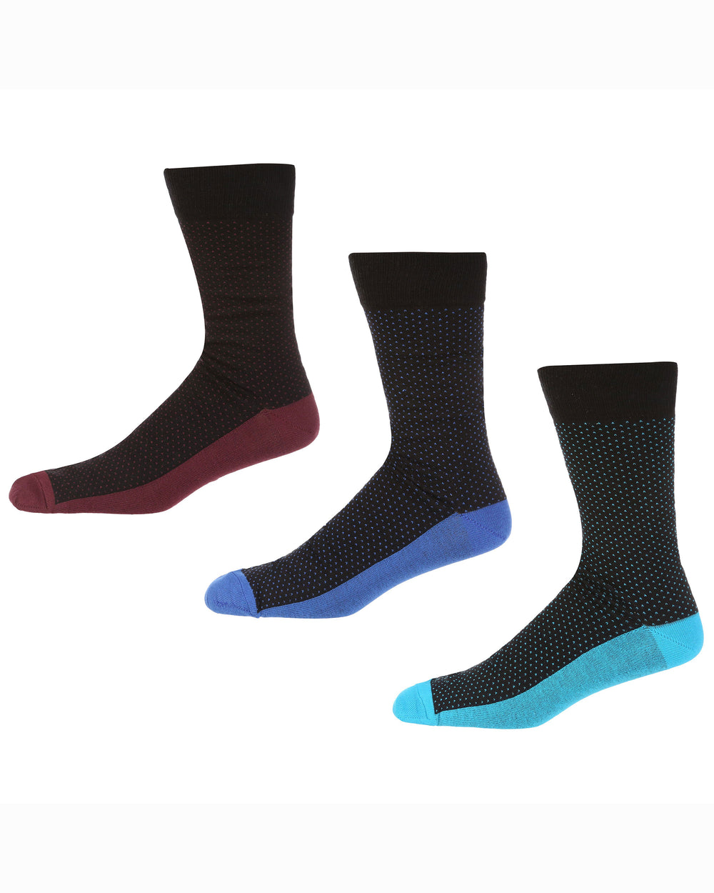 Sea the Stars Men's 3-Pack Socks - Black/Blue/Red Pin Spot