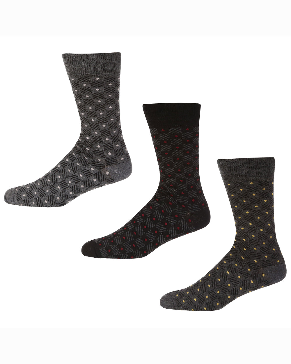 North Light Men's 3-Pack Eco-Friendly Socks - Black/Grey Check