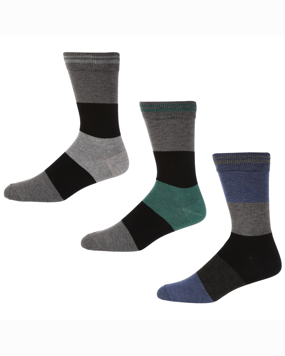 Blakeney Men's 3-Pack Socks - Grey/Blue/Green Stripe