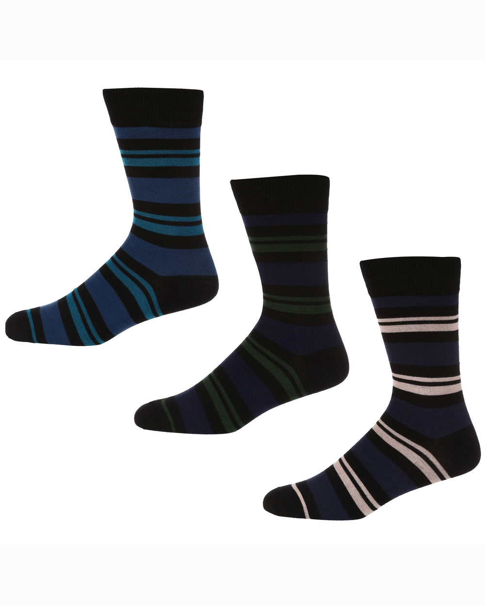 Roberto Men's 3-Pack Socks - Blue/Black/Green/Cream
