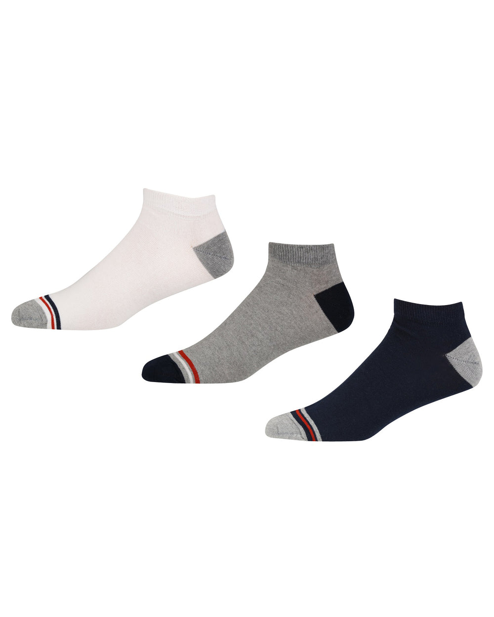 Peppers Pride Men's 3-Pack Liner Socks - White/Navy/Grey Marl